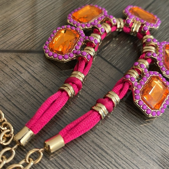 Cookie Lee Fuchsia Punch Colorful Gem Statement Necklace - Picture 13 of 16